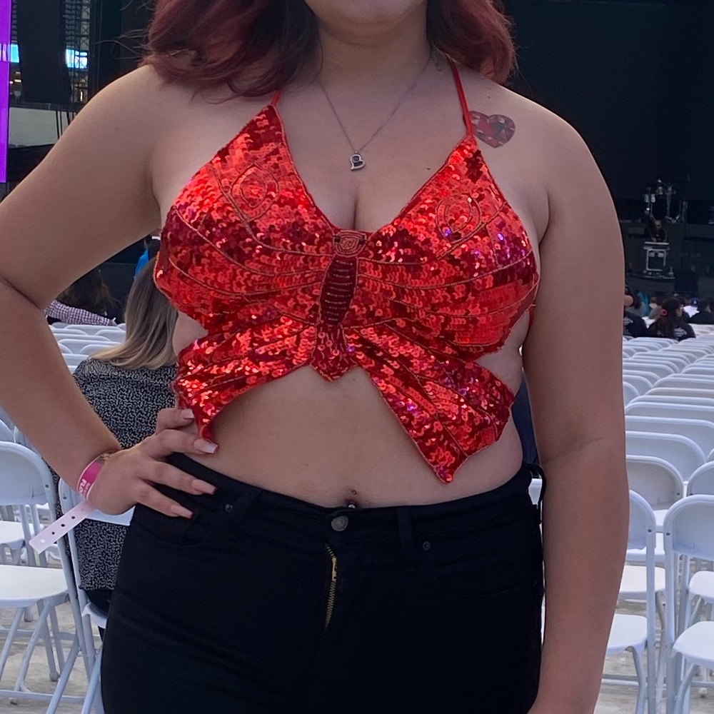 Beaded butterfly top